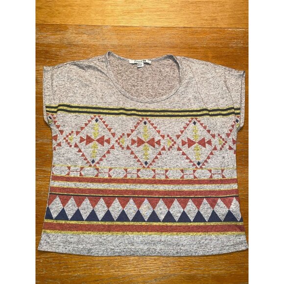 Forever 21 Womens Geometric Print Short Sleeve Top Size Small - Picture 1 of 4